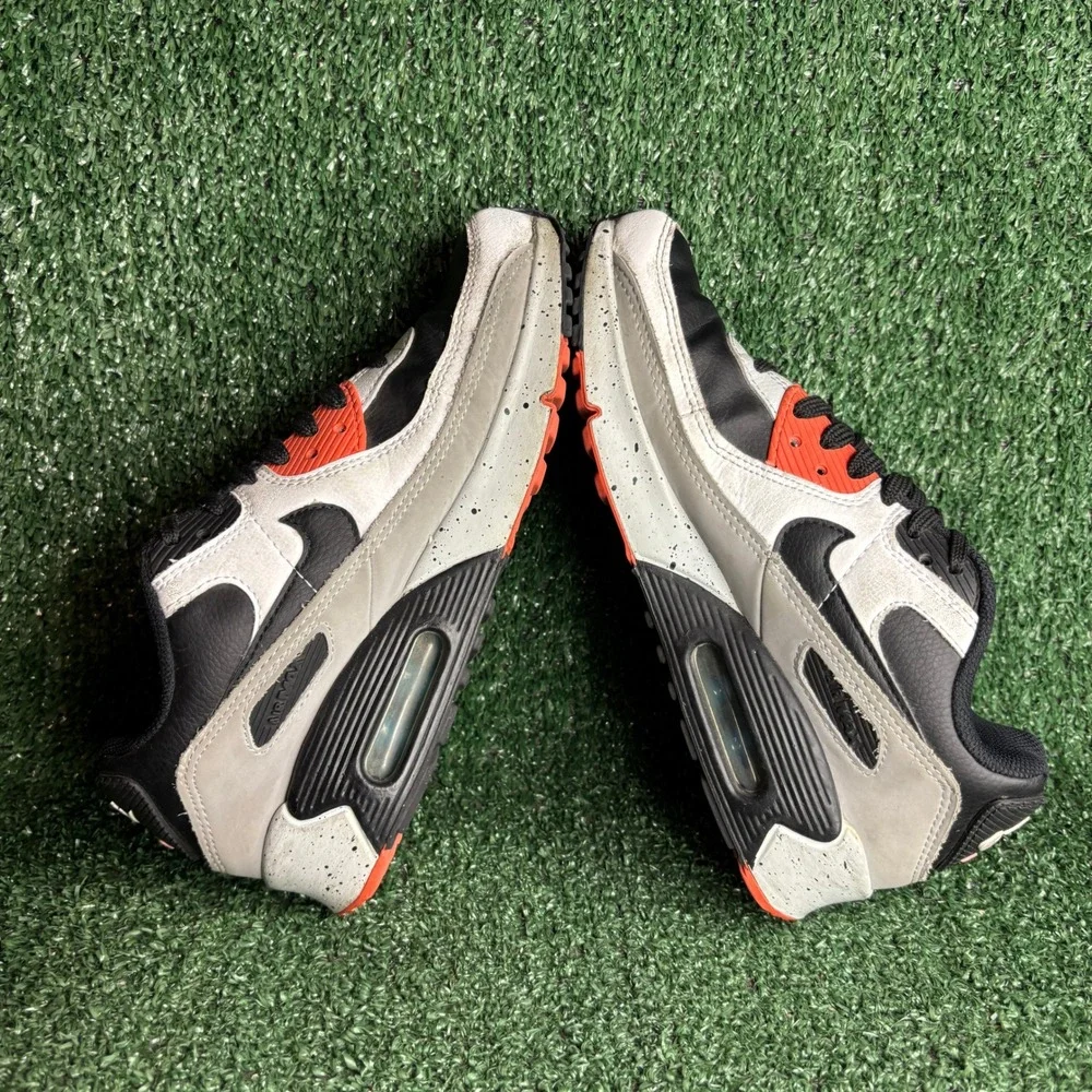 Nike Air Max 90 Speckled Midsole Sporty Sneakers Turf Orange Aquamarine Boys 5Y